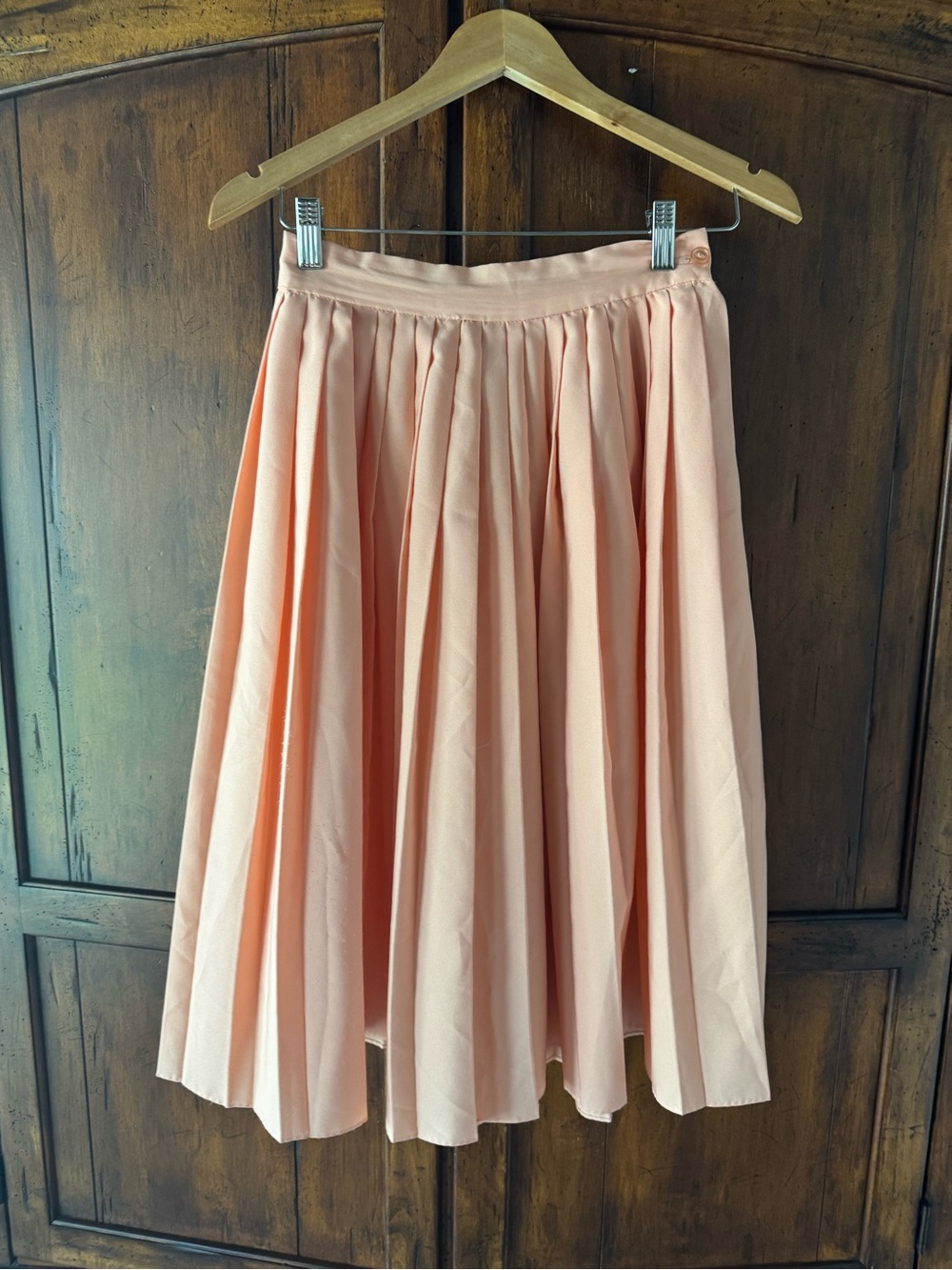 Vintage Alden’s Pleated Peach Midi Skirt & Blouse Set - Picture 6 of 8